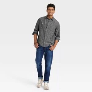 Goodfellow & Co Men's Charcoal Linen Button-Down Shirt